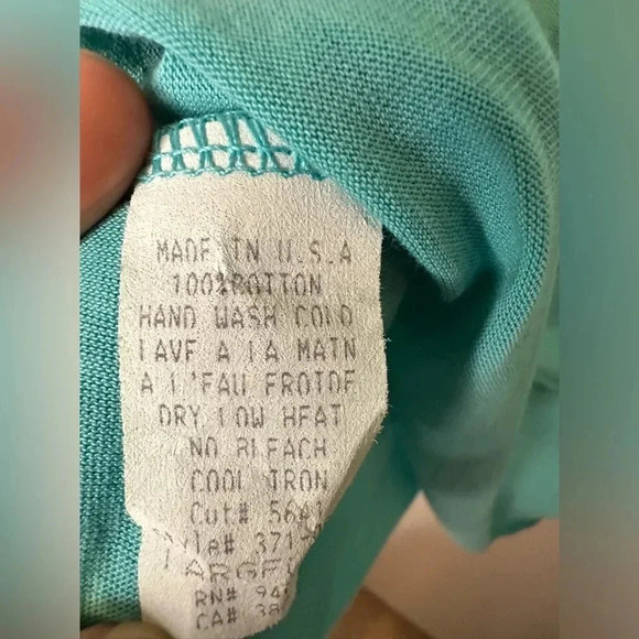 Language Los Angeles Turquoise V-neck Shirt with Silver White Accents Size L - Picture 5 of 5